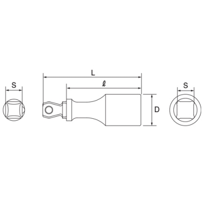 フレックスエクステンションバー(差込角9.5mm)　全長50mm