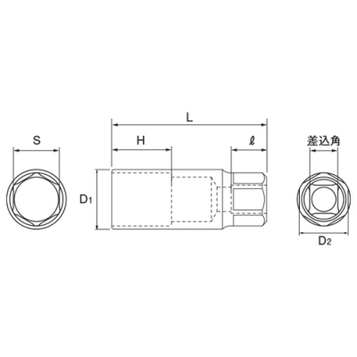 プラグソケット(差込角9.5mm)　対辺20.8mm