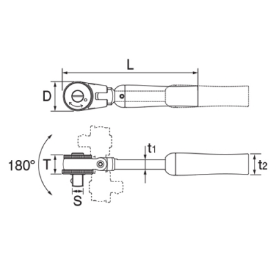 首振り伸縮ラチェットハンドル(差込角9.5mm)