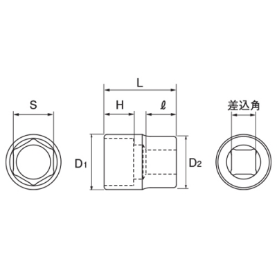 サーフェイスソケット(差込角12.7mm)　6角　対辺32mm