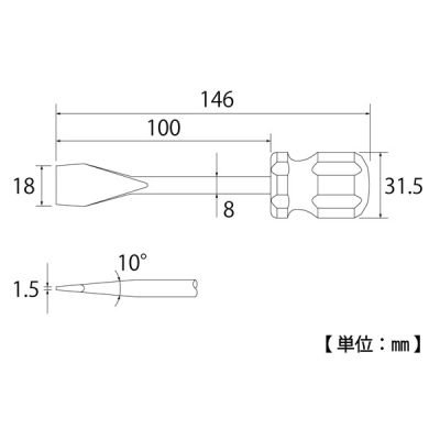 水栓ドライバー(先端幅ワイド) 先端幅18mm×全長146mm