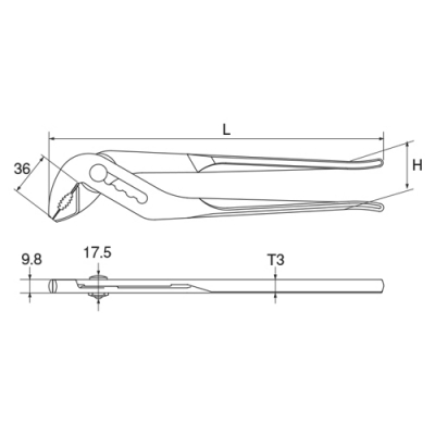 ウォーターポンププライヤ　5段調節　全長：251mm