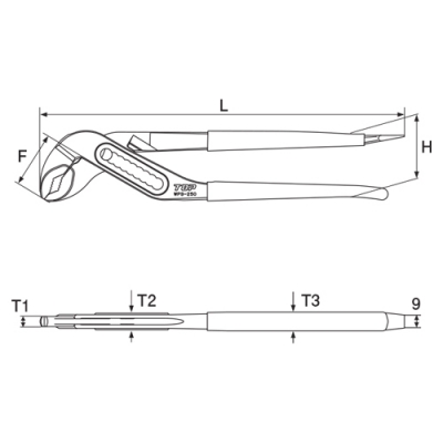 三枚合せウォーターポンププライヤ(ドライバー付)　250mm