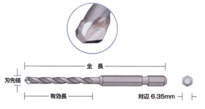 充電磁器タイルビット TJタイプ 6.4mm×全長100mm  (有効長55mm)