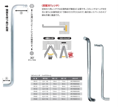 ボールポイント六角棒レンチ 5.0mm （リピートタイプ）