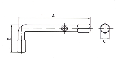 防爆六角棒レンチ　対辺3mm