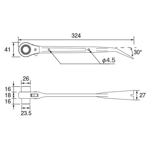 TOP/トップ工業 ALC用ラチェットレンチ(バール付）17×19mm RM-17×19BL