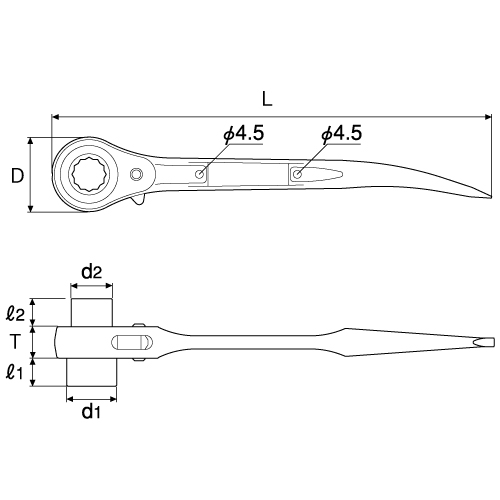 TOP/トップ工業 ステンレスラチェットレンチ(ショートタイプ) 17×21mm