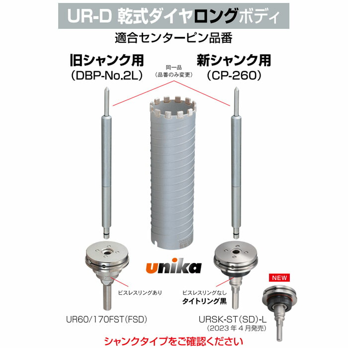 ユニカ 多機能コアドリルUR21 乾式ダイヤ用ロング UR-DL(セット) 75mmφ